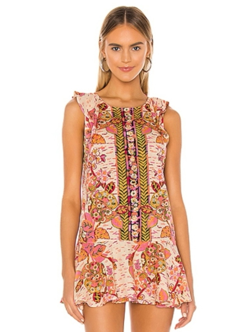 Free People Summer In Tulum Floral Mini Tunic Dress